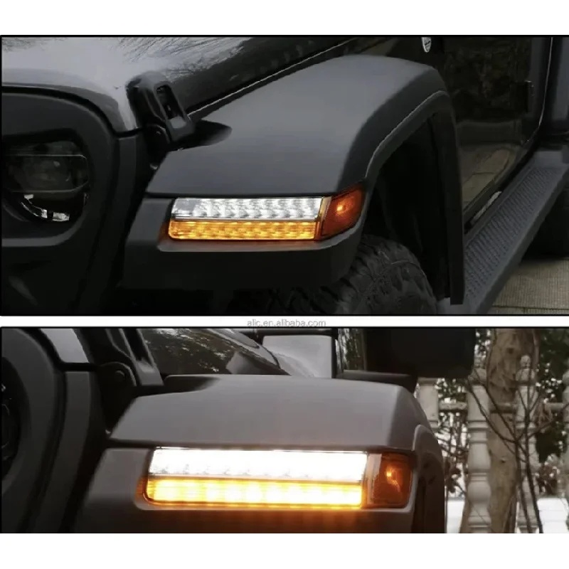 Signal Flare Kit - ชุดบังโคลนหน้าอะลูมิเนียมพรีเมียมพร้อมไฟ DRL และไฟเลี้ยว สไตล์ JL สำหรับภายนอก