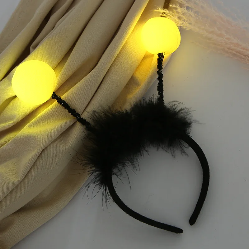 Sos Light Strobe - ลูกบอลติดเสาอากาศรูปผึ้งมีไฟ LED กระพริบที่คาดศีรษะสำหรับการแสดงของผู้หญิงเด็กผู้ชายเด็กผู้หญิงงานเลี้ยงวันเกิดวันฮาโลวีน